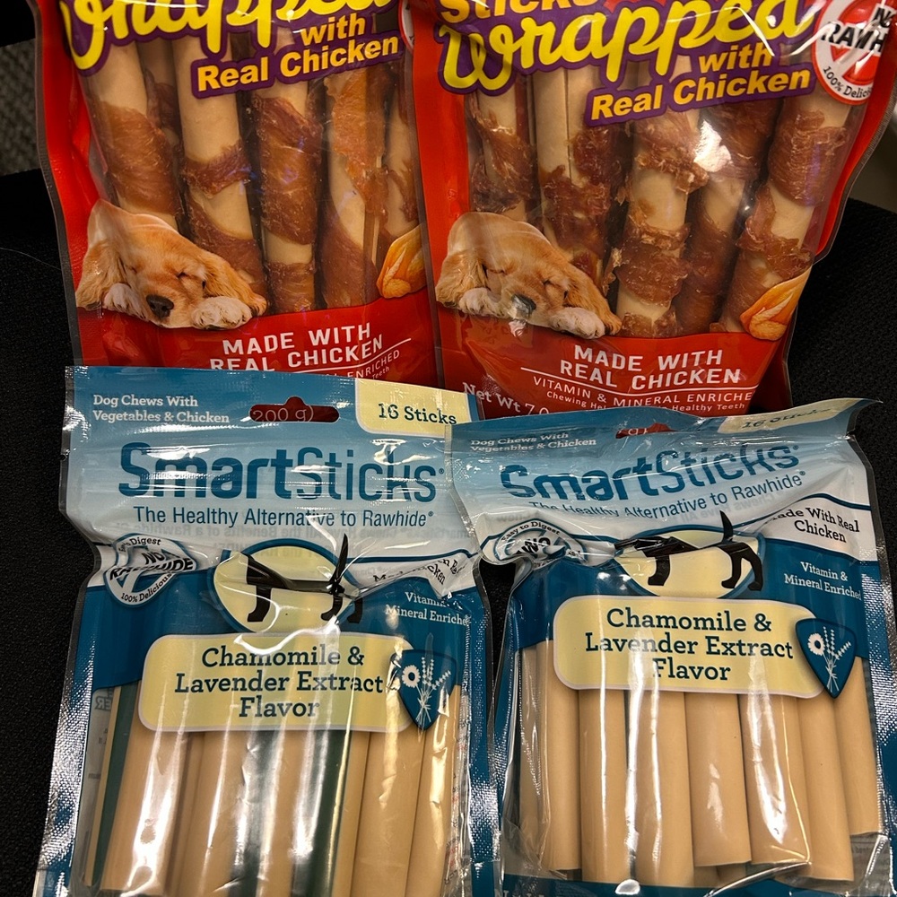 DreamBones chicken wrapped sticks and Smart sticks chamomile & lavender extract